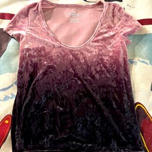 AMERICAN EAGLE OUTFITTERS Pink & Purple Velvet Ombré Soft Velvet Blouse Tee XS